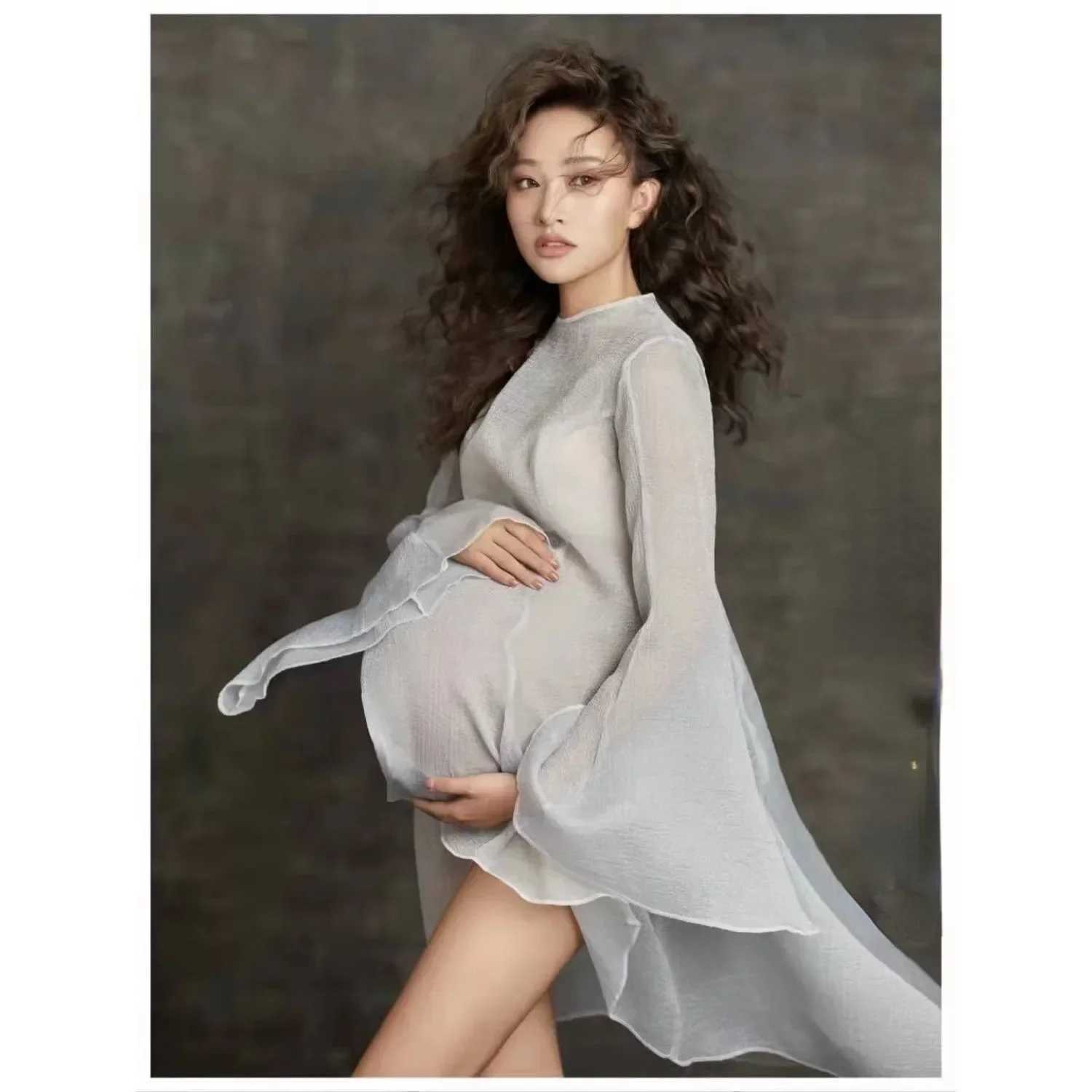 Women Photography Props Perspective Maternity Dresses Elegant Pregnancy Dress Studio Shooting Clothes Photo Props X2502241