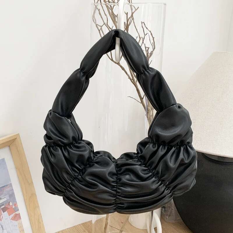 Korean Casual Half Moon Bags For Women Designer Handbags And Purses 2024 New In PU Embroidered Ruched Underarm Shoulder