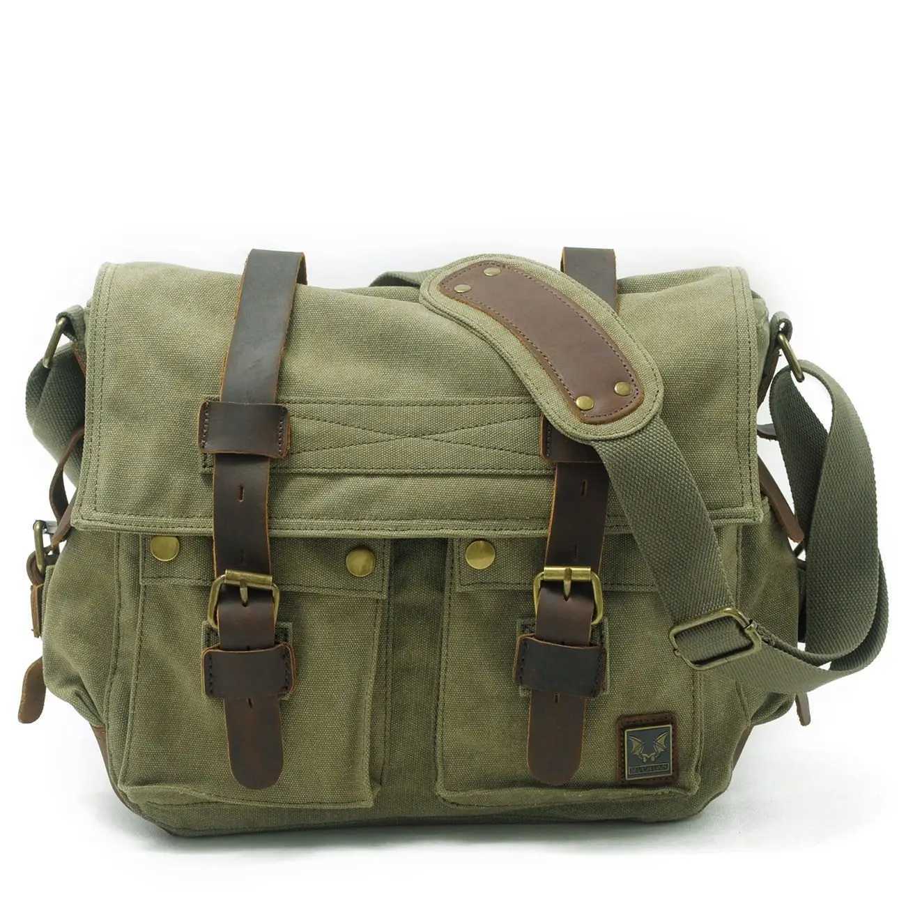 Vintage Canvas splicing real leather bag Single Shoulder Messenger Bag casual photography waterproof liner SLR Camera Bag Z250225
