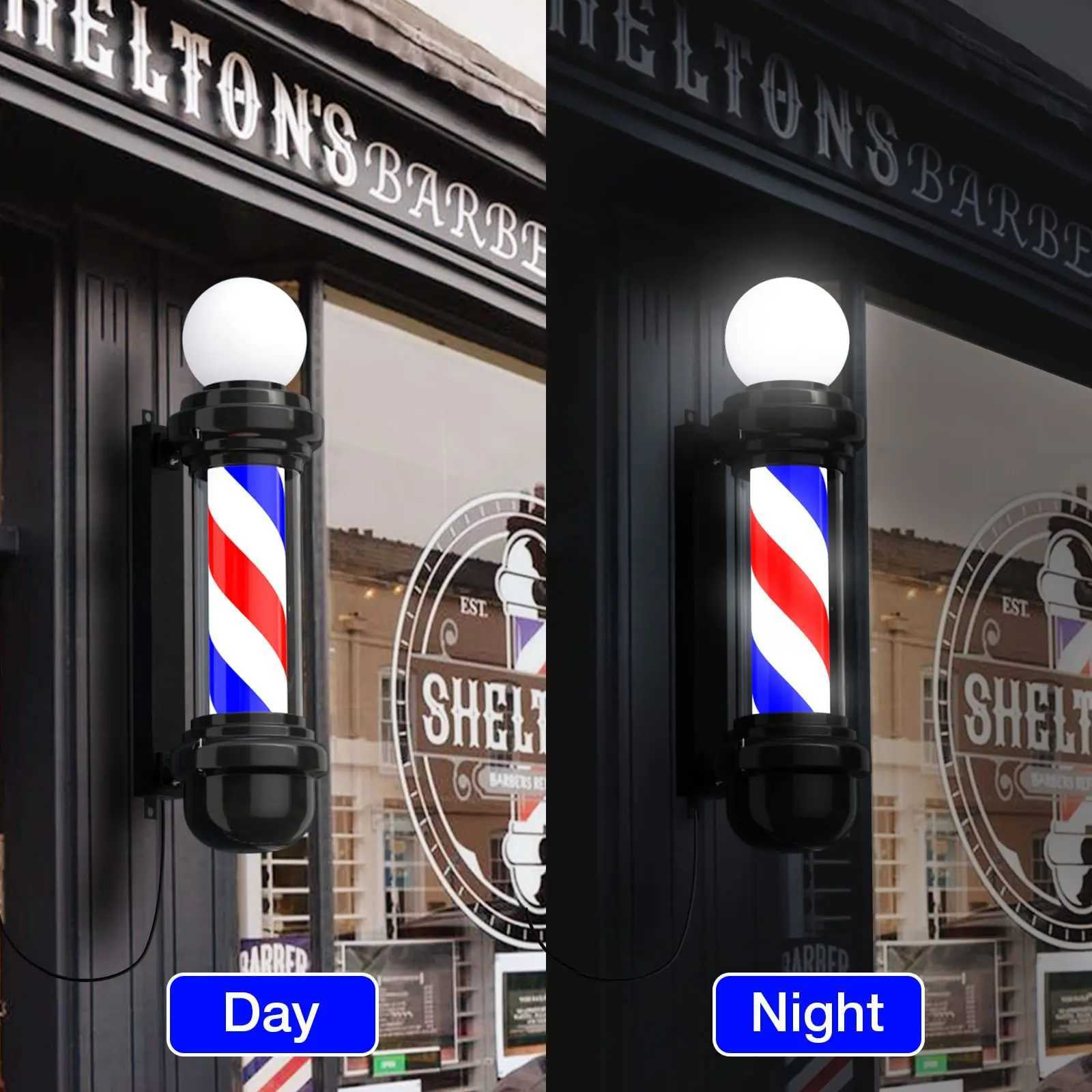 Barber Pole Light Cylindrical Hair Salon Barber Shop Classic Open Signboard Sign High Quality Wall Mounted LED Rotating Light X250225