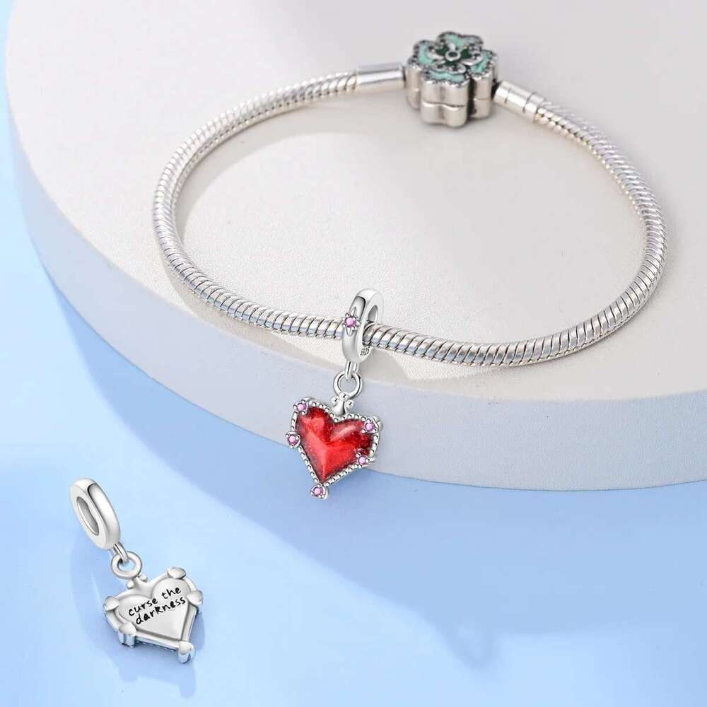 Beautiful Sterg Sier Red Valentine's Day Infinity Love Rose Pendant Fit DIY Bracelet Necklace Date Accessories Gifts