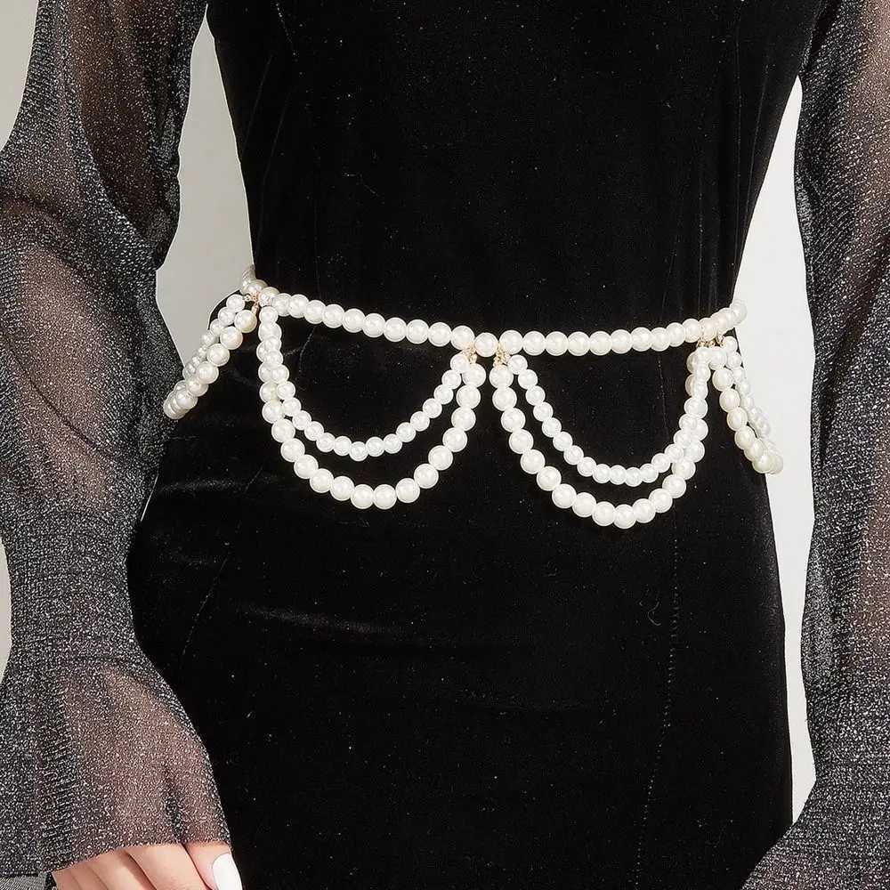Tassel Imitation Pearls Waist Chains vintage High Gloss Doub layered waist chain egant Creative Beaded Necklace WomenXJ250224
