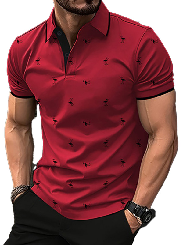 Mens Polos Summer Casual Print Polo Shirt Slim Fit Lapel Short Sleeve Top Lapel Collar size S-3XL soft Golf Poloshirt High Quality tshirt man s polo t