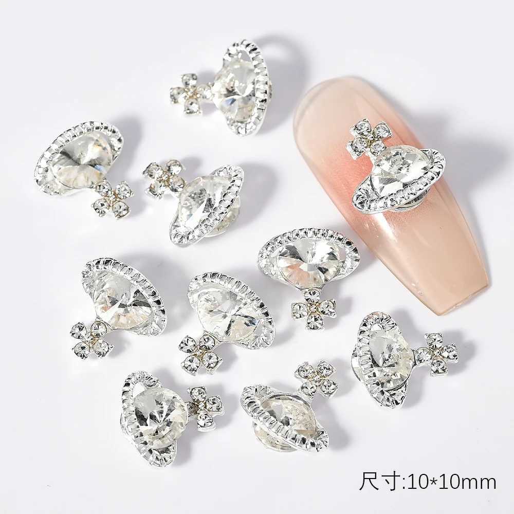 Nail Art Decorations 10Pcs Planet Nail Rhinestones 3D Nail Charm Alloy Jewelry Gems Bulk Glitter Diamond Nail Parts Manicure DIY Art Decoration JE790 