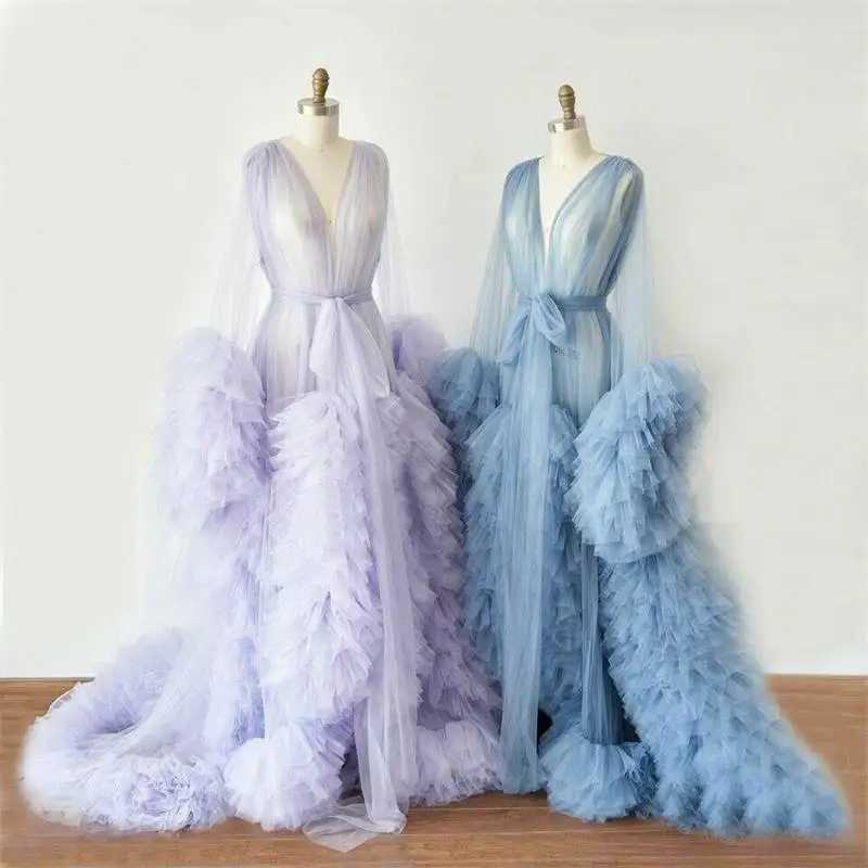 Sexy Maternity Womens Fluffy Long Dress For Photo Shoots Premama V-Neck Tulle Wedding Party Dresses Pregnant Baby Shower Gowns X250224