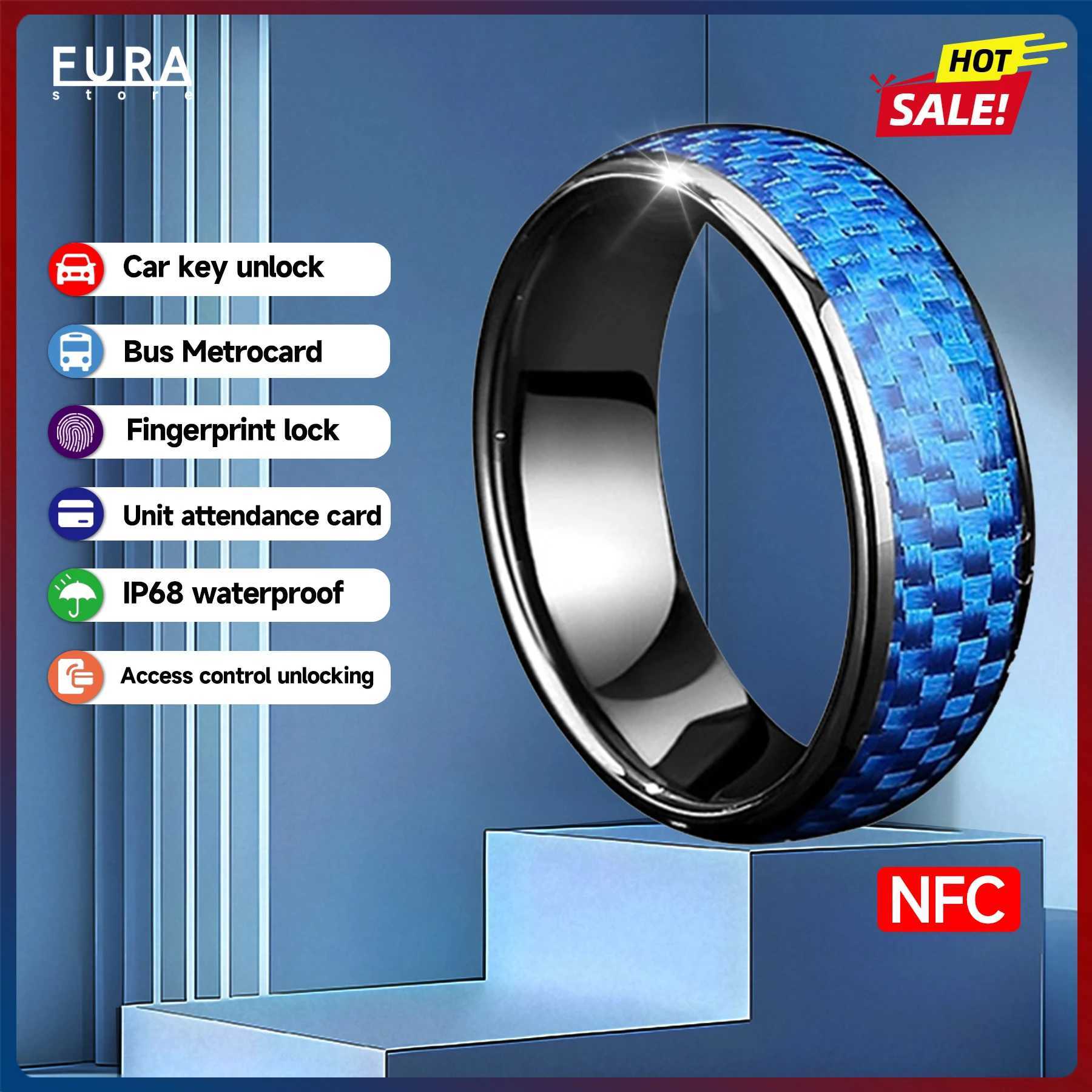New carbon fiber CUID smart ring T5577 NFC access control attendance sensor card can clone the RFID multi-function smart ring W250225