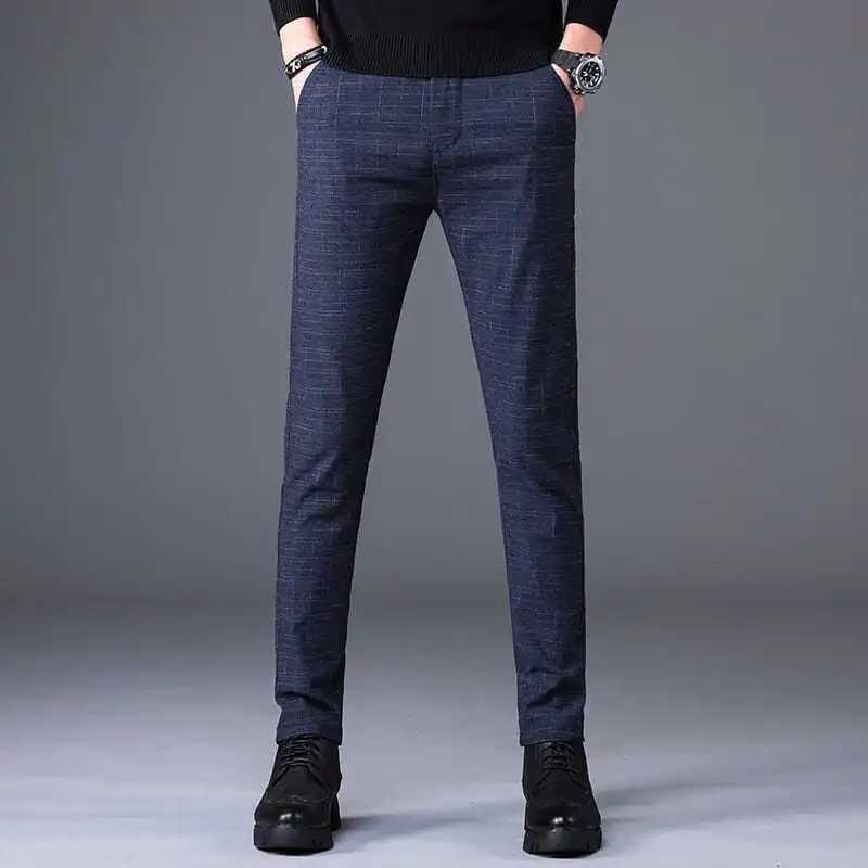 Business Office Streetwear Fashion Mens Plaid Suit Pants Spring Autumn Korean Male Clothing Casual New Slim Straight Trousers W250225