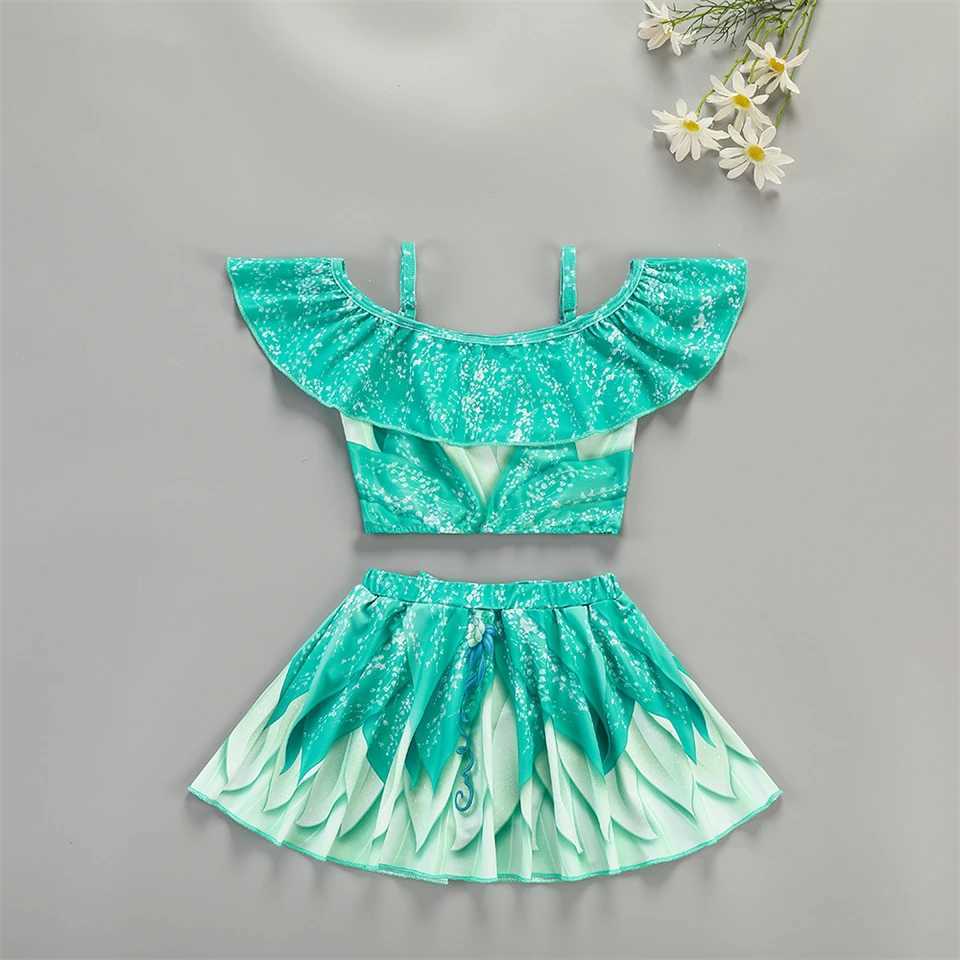 Girls Ruffle Style Encanto Swimwear Charm Isabela Mirabel Separate Swimsuit Kids Moana Jasmine Princess Swimsuits Beach Bikini X250224