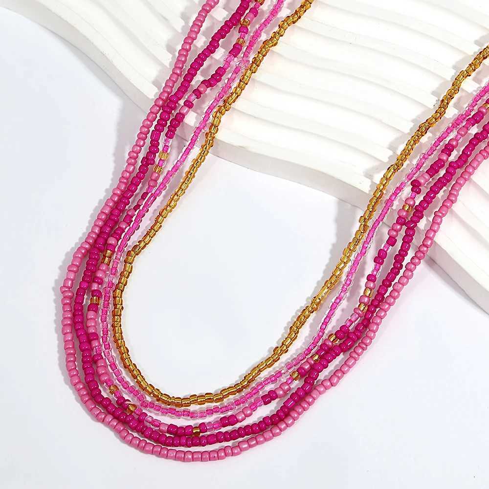 AENSOA Bohian Colorful Seed Beads Multi-layer Waist Chain Women Handmade Beaded Belly Chains Summer Beach Body JewelryXJ250224