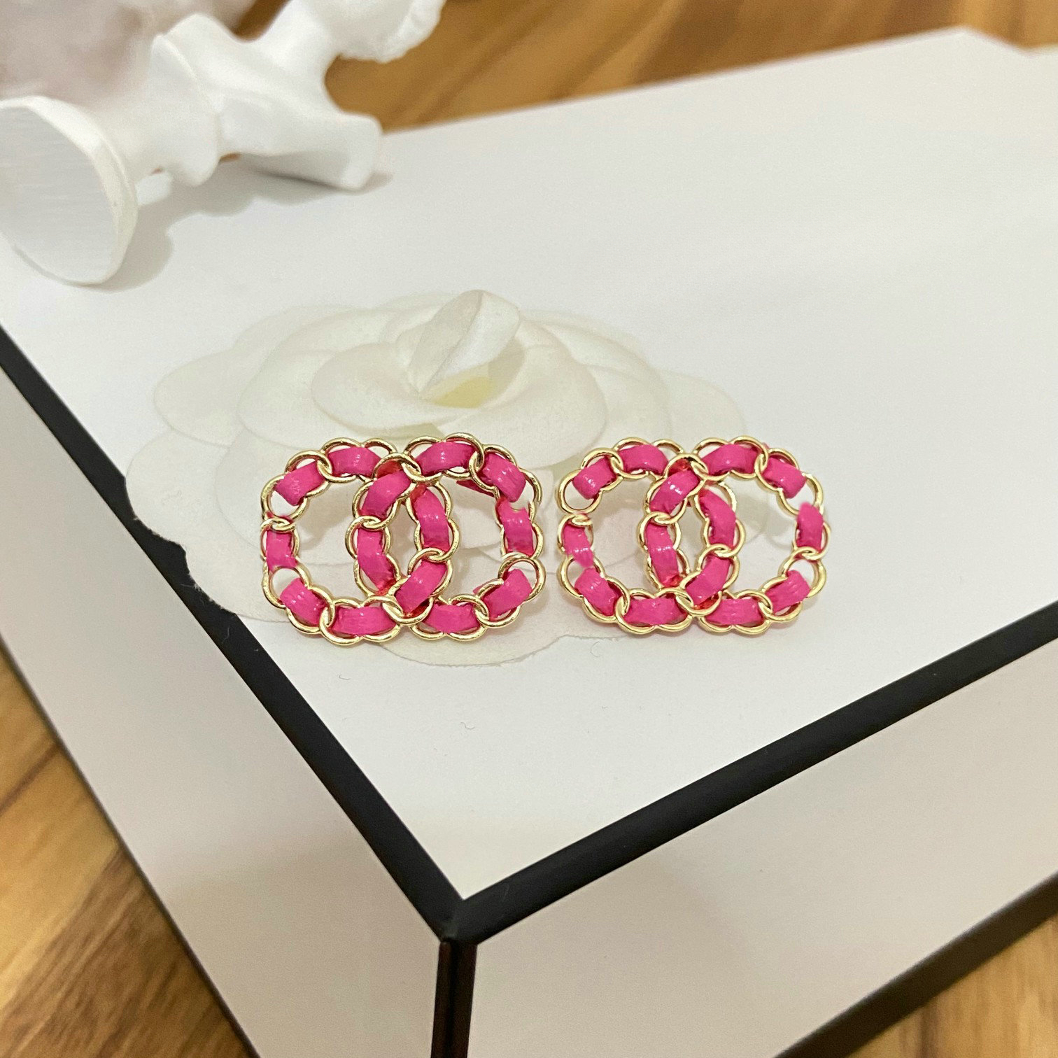 Luxury Earrings Designer Jewelry Rose Red Stud Earrings Geometric Women Crystal Rhinestone Pearl Earring Wedding Party Gift