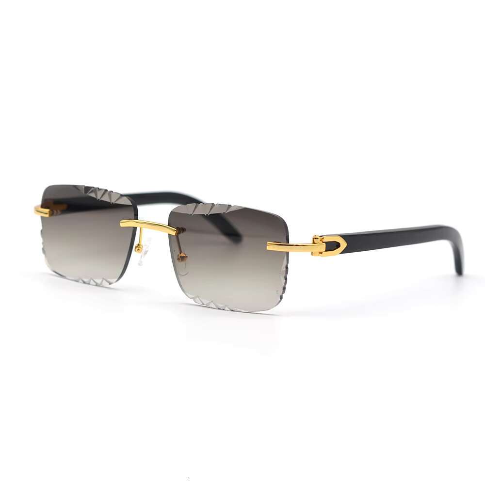 2022 Womens Black Buffalo Horn Sunglasses Rimless