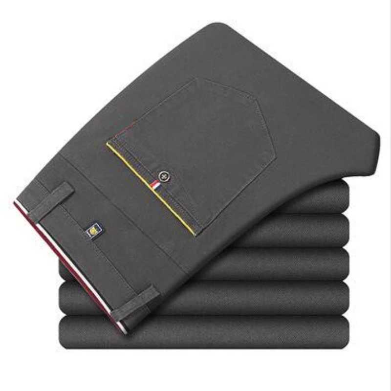 2024 Spring Fashion New Mens Fine Straight Casual Pants Solid Color Office High Quality Mens Pants Classic Casual Pants W250225