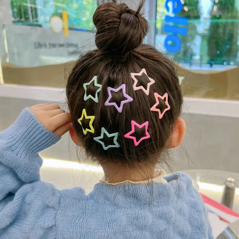 10 piecesset of cute colorful star shaped water droplet hair clips suitable for girls children decoration childrens accessories 250218
