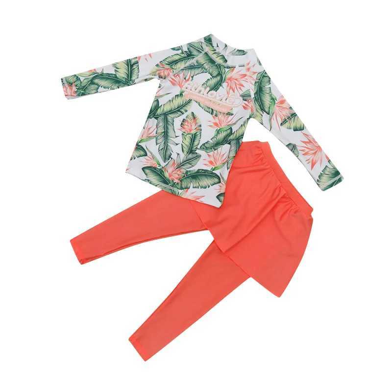 Korean girls sun proof quick drying swimsuit childrens swimsuit Princess long sleeve pants skirt split swimsuit X250224