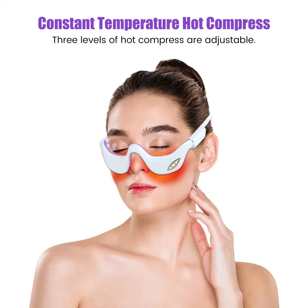 Under Eyes Red Light Therapy Massager GlassesMicrocurrent Eye Beauty Device Eyes Bag Remove Reduce Dark Circles Puffiness 250221