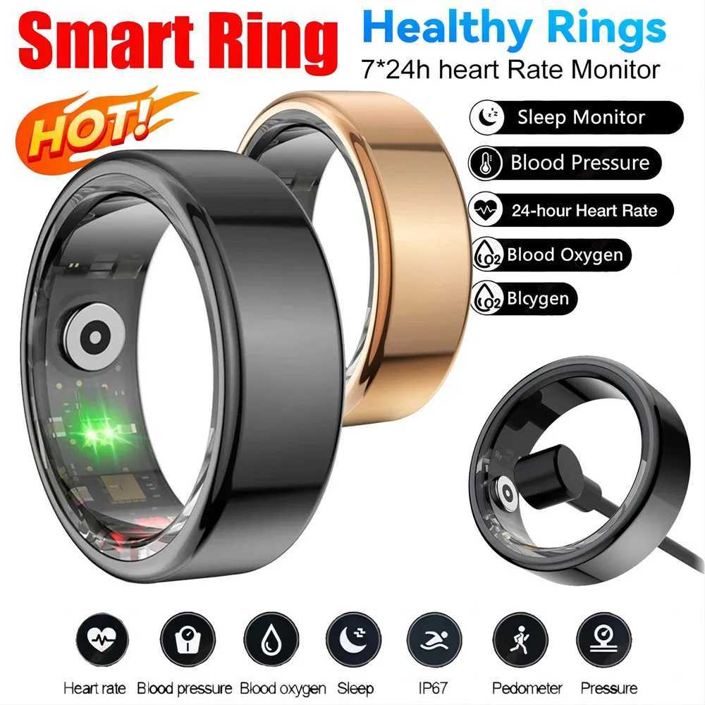 SR02 Smart Ring Military Grade Titanium Steel Shell Health Monitoring IP68 5ATM Waterproof With Magnetic Suction Fast Charging W250225