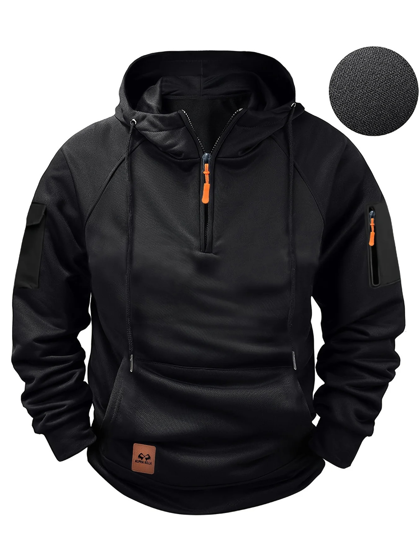 Multi Pocket Zipper Fleece Dropped Shoulder Hooded Sweatshirt Mens Womens Plus Size Loose Pullover Fashion 250224