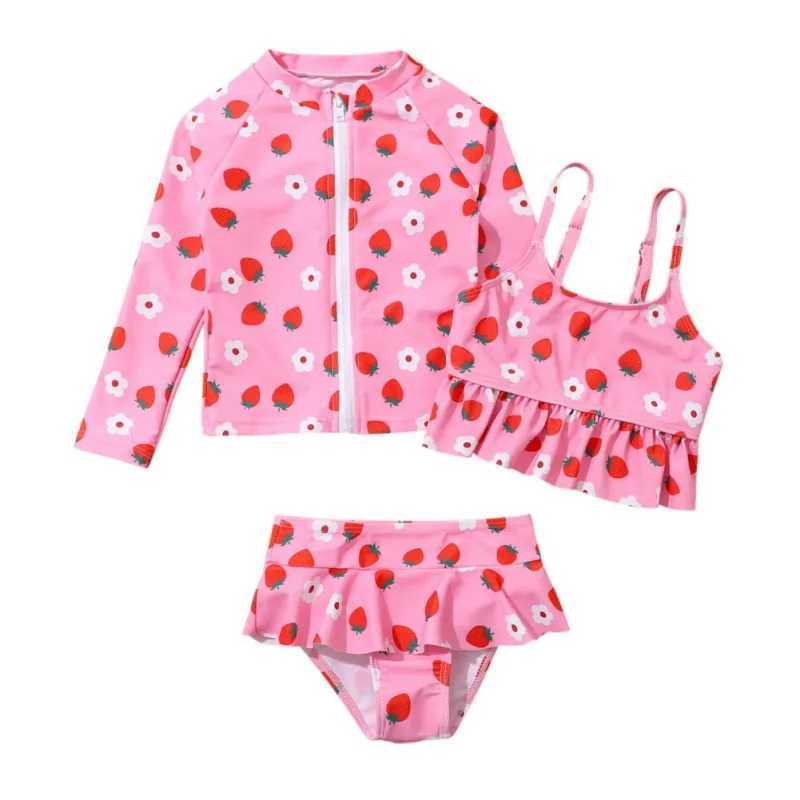 7-12Y 3 Pieces Girls Bikini Swimsuit Beach Skirt Kids Swimsuit 3-piece Biquini Infantil Swimming Suit for Children Swim Suit X250224