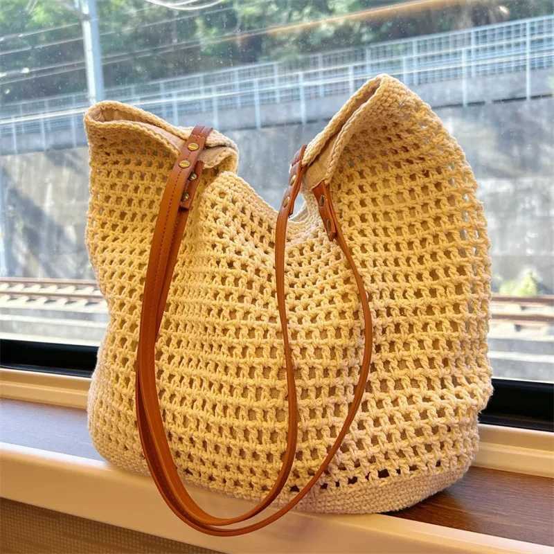 Original Handmade Summer Beach Purses Handbags Casual Hollow Straw Women Shoulder Bags