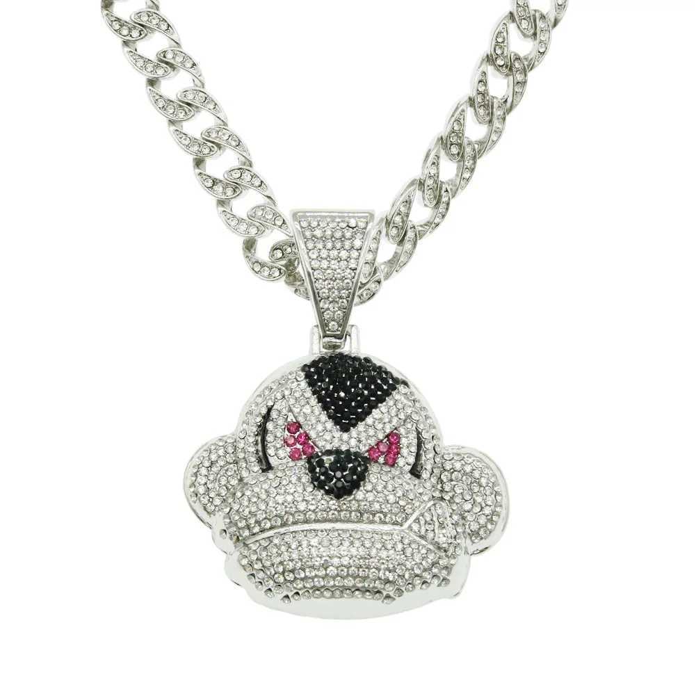 J Hip-hop Orangutan Cuban Necklace Monkey Pendant Cartoon Creative Rehinestone Big Sweater Out mi Chain Jewelry X250224