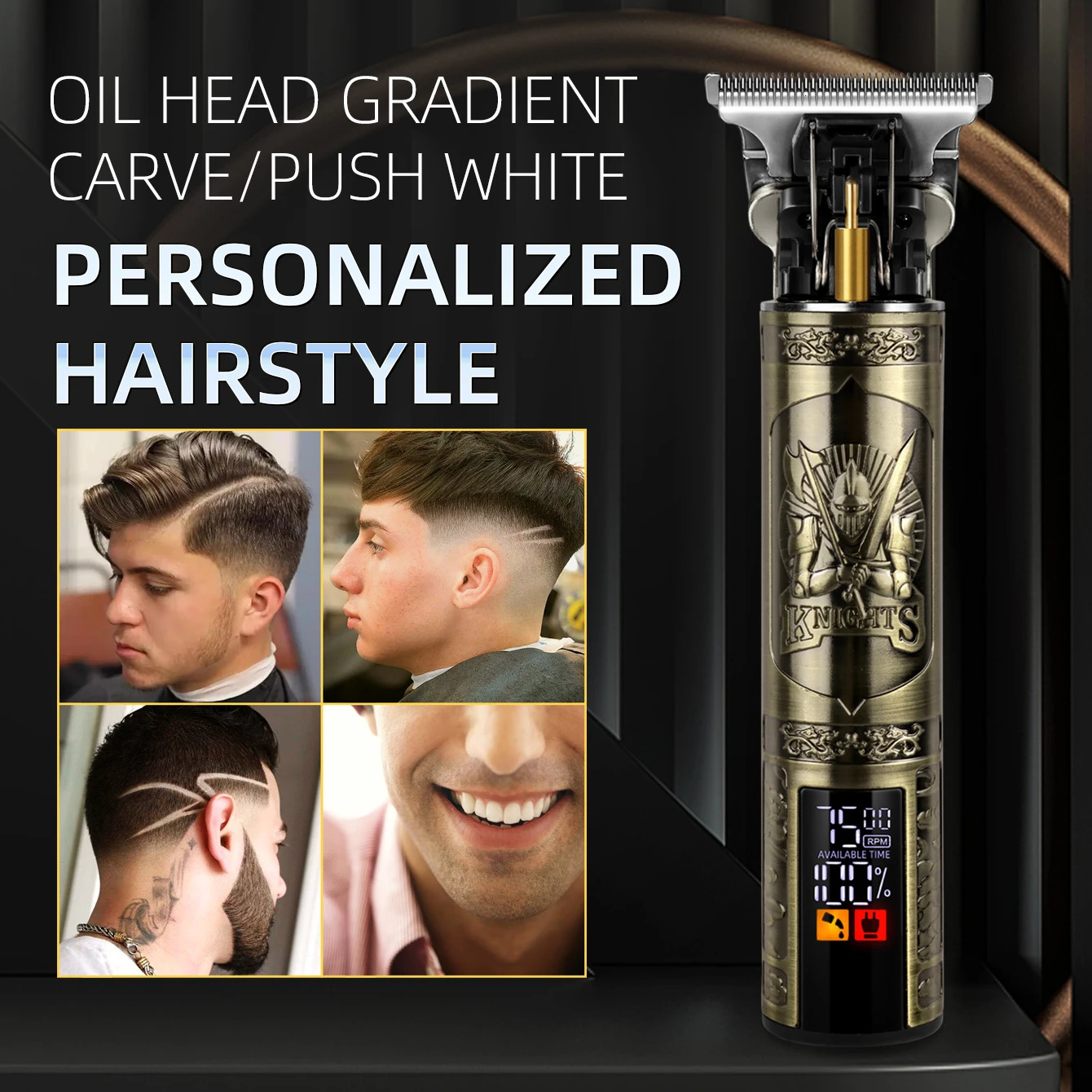 KIKIDO Professional Haircut Machine 0MM Vintage Skull Beard Trimmer Shaving Hair Clipper For Men Barber 250217