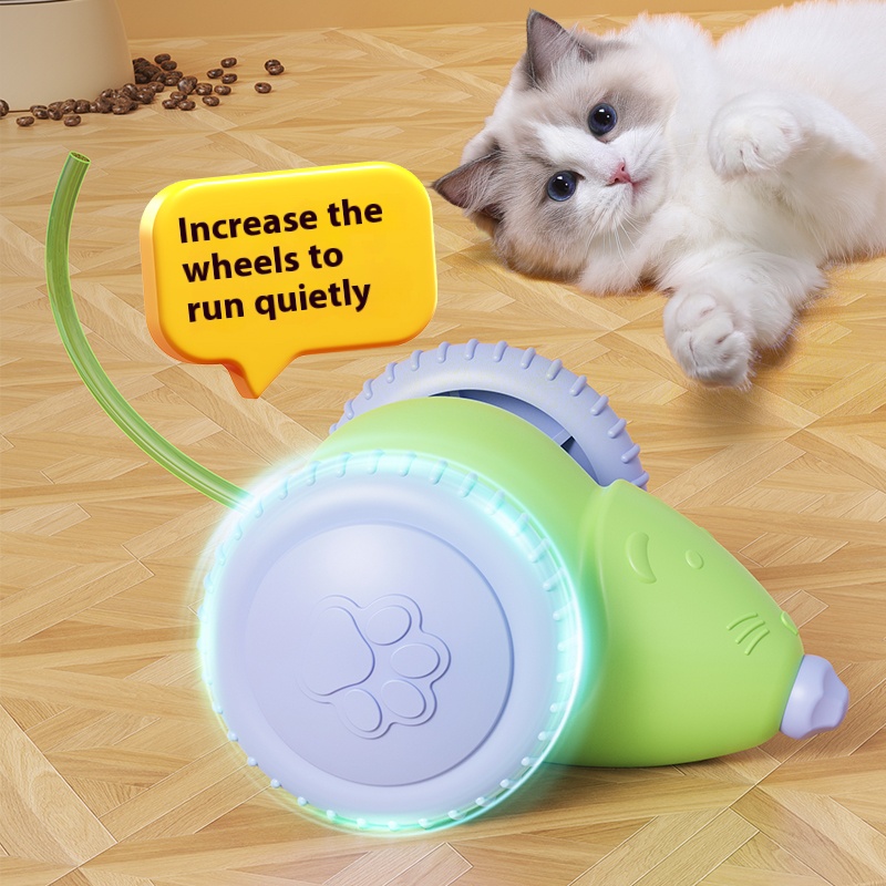 Pet Automatic Cat Mouse Toy Smart Moving Mice Electric Interactive Cat Toys for Indoor Cat with LED Lights;Smart Sensing Moving Electric Cat Toys, USB