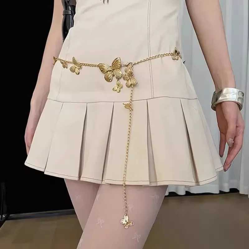 Fashion Metal Belts With Waist Chain Adjustable Punk Metal Desinger Belts for Women Sweet JewelryXJ250224