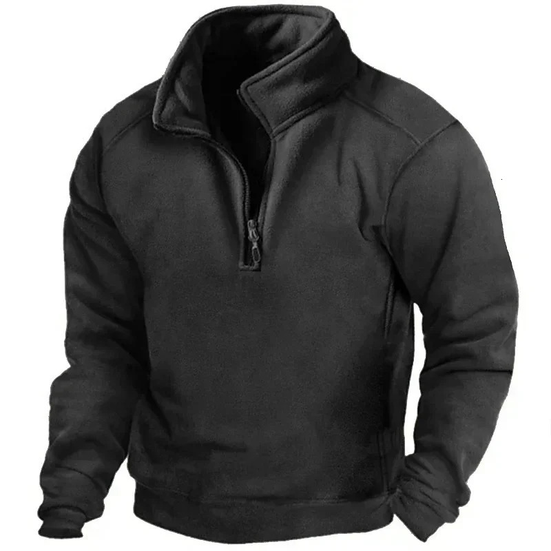 Warm Fleece Mens Tactical Sweatshirts Half Zipper Polar Wool Jackets Autumn Winter Outdoor Hunting Hoodies Pullover Coat 250224