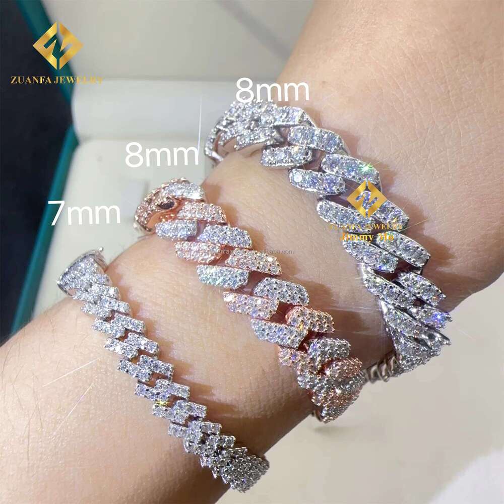 Best Selg Buss Down Rapper Jewelry Sterg Sier Man Hip Hop Iced Out Vvs1 Moissanite Dia Cuban K Bracelet Men