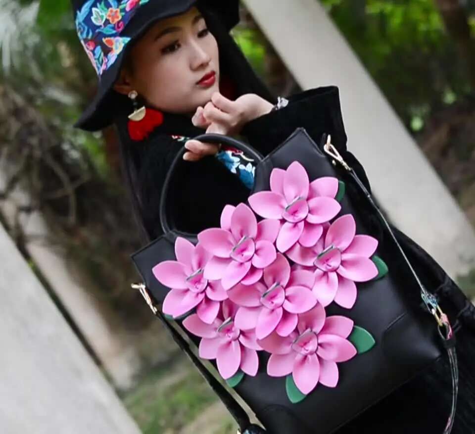 Women New Fashion Large Capacity National Style Applique Tote Bag ShoulderBag EveningBag Party Daily Big wer