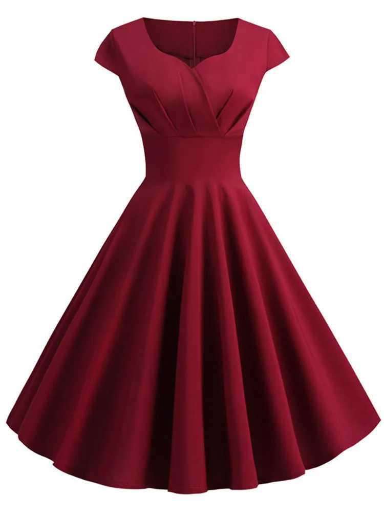Pink Summer Dress Women V Neck Vintage Dress He Retro pin up Party Office Midi DressesXJ250224
