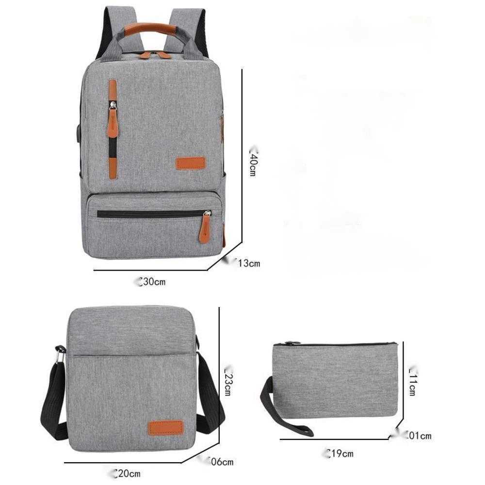 New Mens Backpack Large Capacity Business Computer Backpack Three Piece Set Multifunctional Junior High School Student Backpack Day Backpack Travel Ba