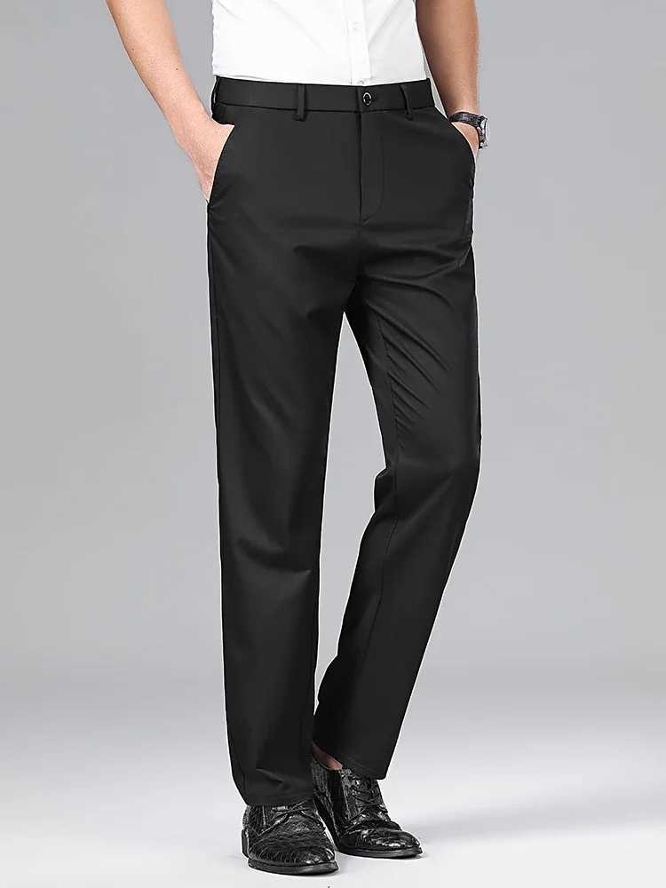 Classic Luxury Mens Mulberry Silk Suit Pants Thin Stretch Slim Fit Comfortable Male Brand Clothing Casual Trousers W250225