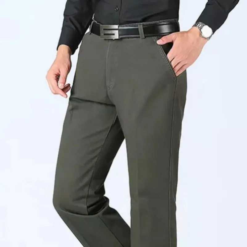 Mens 00% Cotton Summer Thin Autumn Thick Trousers Fashion Brand Cargo Pants Smart Casual Solid Khaki Black Suit Pant KOACUS W250225