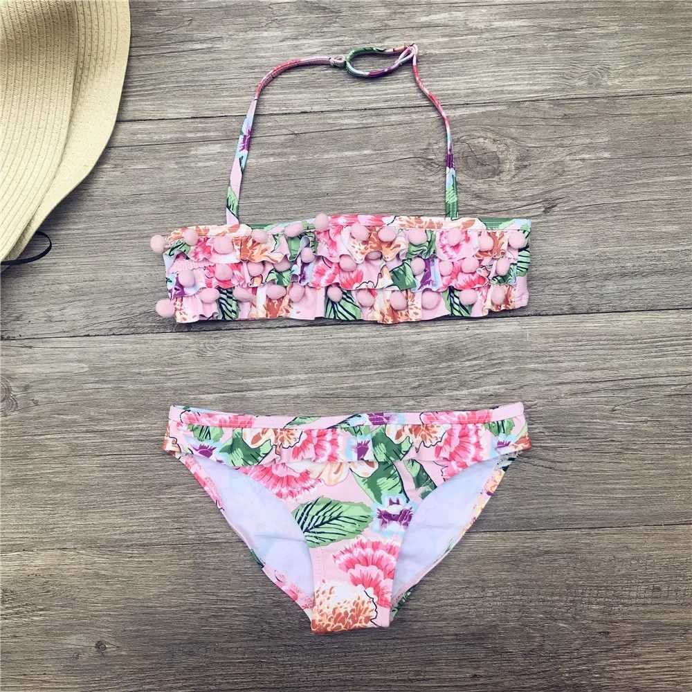 Girls Cute Floral Bikini Girl Two Piece Beachwear Child Split Swimwear Swimsuit Baby Bathing Suit For Kids Baby Girls Biquini X250224