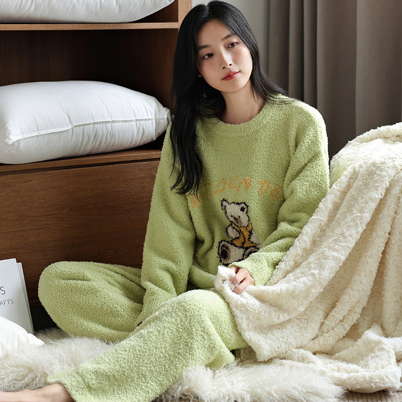 B904-Pure cotton pajamas women summer short-sleeved suit sweet casual simple cropped pants comfortable home
