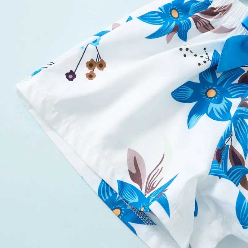 Summer halter shorts printed bow Korean version of cool street fashion in childrens two-piece set X250224