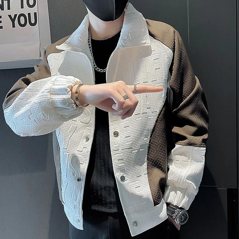 Spring Autumn Fashion Trends Advanced Handsome Colored Polo Coat Jacket Casual and Versatile Mens Jacket 250224