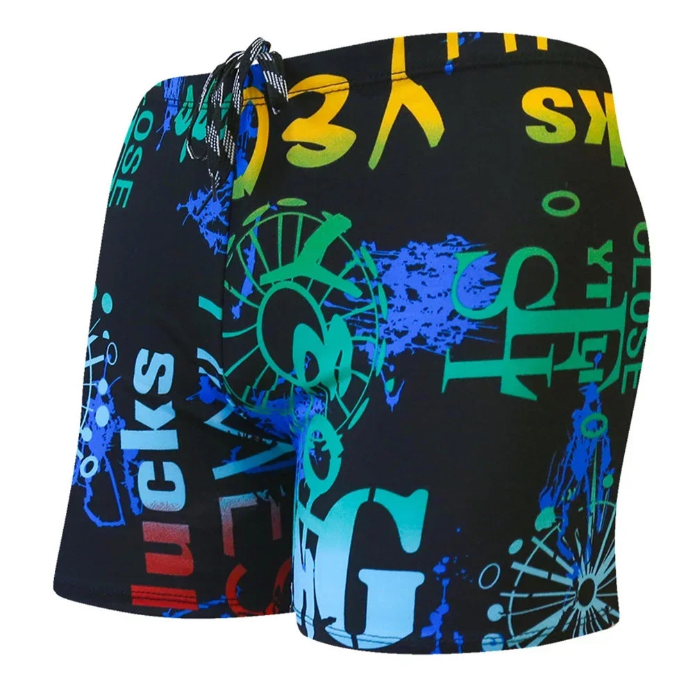 Mens Colorful Print Quick Dry Swimwear Men Trunks Swim Shorts Slim Fit Swimming for Beach Surf Beachwear 250222