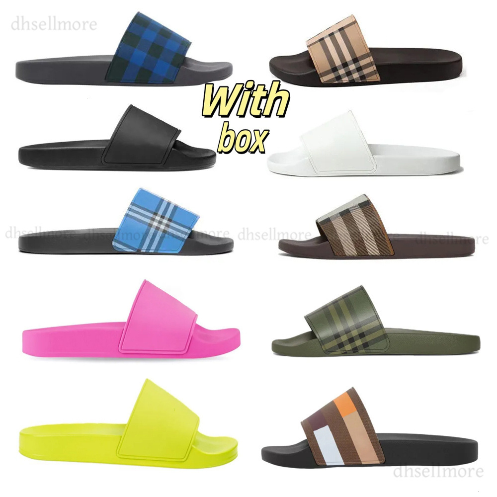 Free Shipping Vintage Printing Tartan Slipper Sandal Casual Rubber Slide Designer Sliders Summer Outdoors Womens Mens Slides With box
