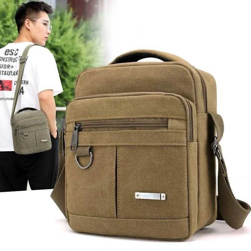 Canvas Shoulder Bag Mens New Korean Style Canvas Messenger Bag Outdoor Leisure Travel Portable Shoulder Bag Purse Handbag Z250225