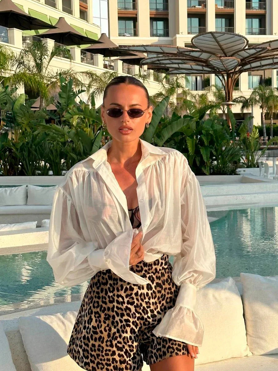 Wolfeel 100% Cotton Summer Womens Leopard Print Shorts Fashion Office Ladies Pants Loose Fitting Casual Daily Womens Shorts 250225