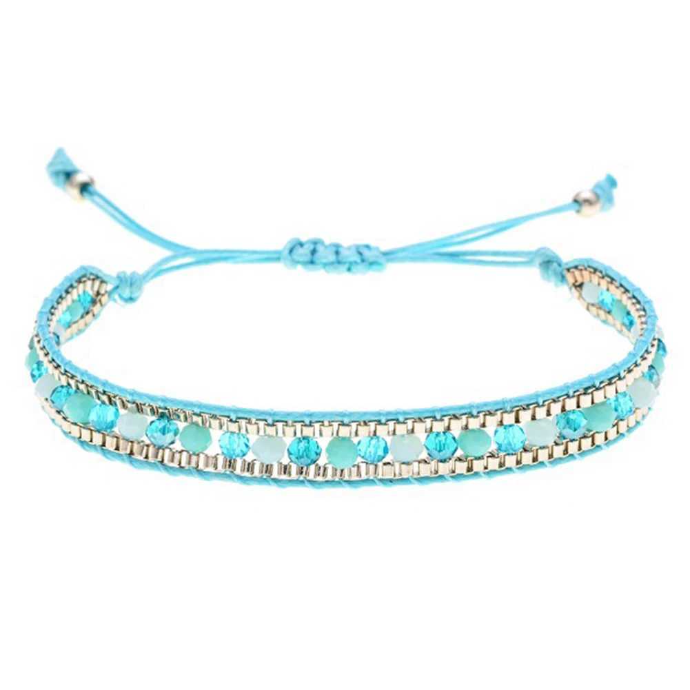 Bohemian Ladies Bracelet Fashion Hand-woven Bracelet Crystal Single Layer Beaded Bracelet National Wind Friendship Bracelet GiftXJ250225