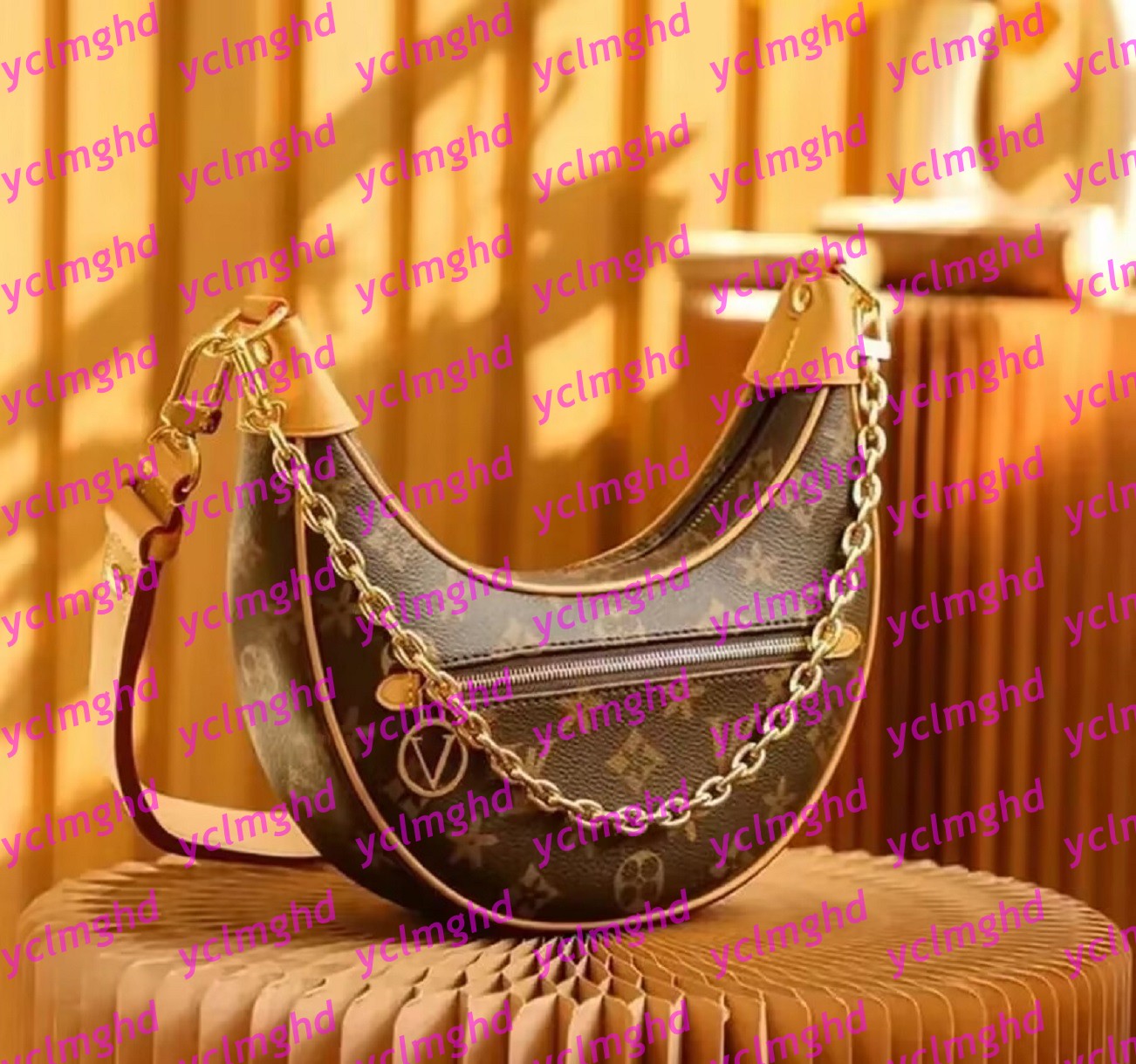23x7x13cm Luxury Designers Handbags Purses Bag Flower Women Tote Brand Letter Leather Shoulder Bags Crossbody Bag Brown Moon Loop