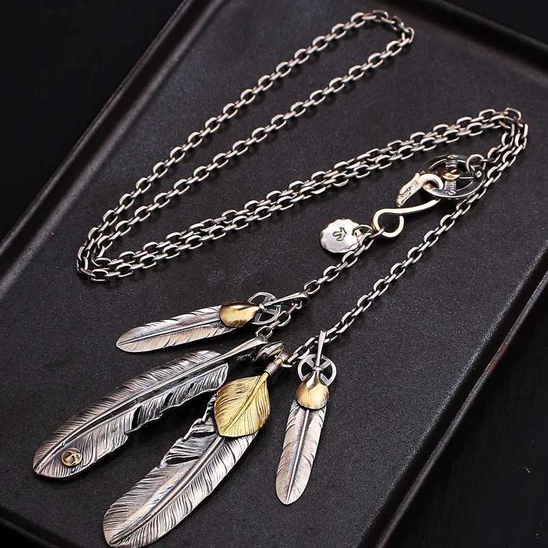 Hip hop punk style classic feather necklace set chain exquisite pendant mens business and dining banquet jewelry X250224