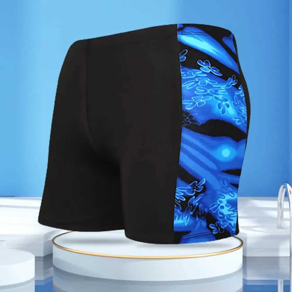 Swimming Shorts Boxers Mid-rise Swimming Trunks with Lining Elastic Waistband Swim Trunks Men Shark Print Swim Shorts BeachwearXJ250224