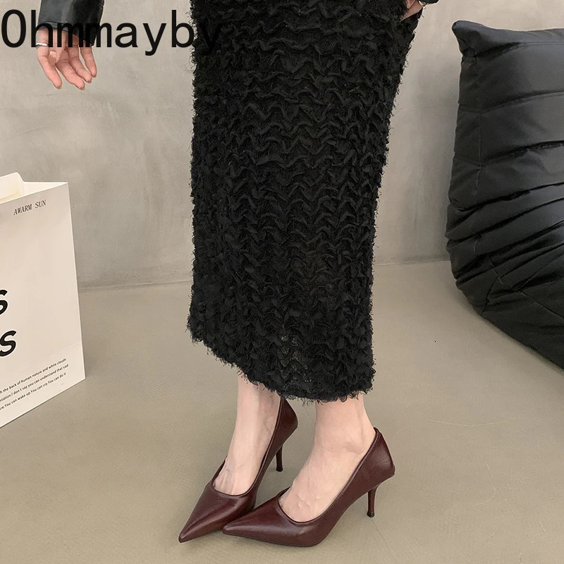 2025 er Vintage Women Mary Jane Shoes Fashion Shallow Pointed Toe Shoes Concise High Heels Shoes 250224