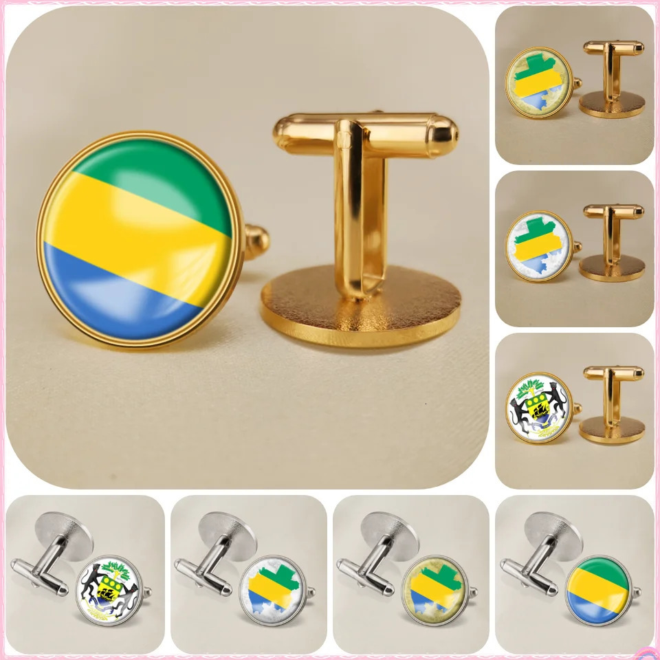 Gabon Gambia Georgia National Emblem Flag Cufflinks 250220