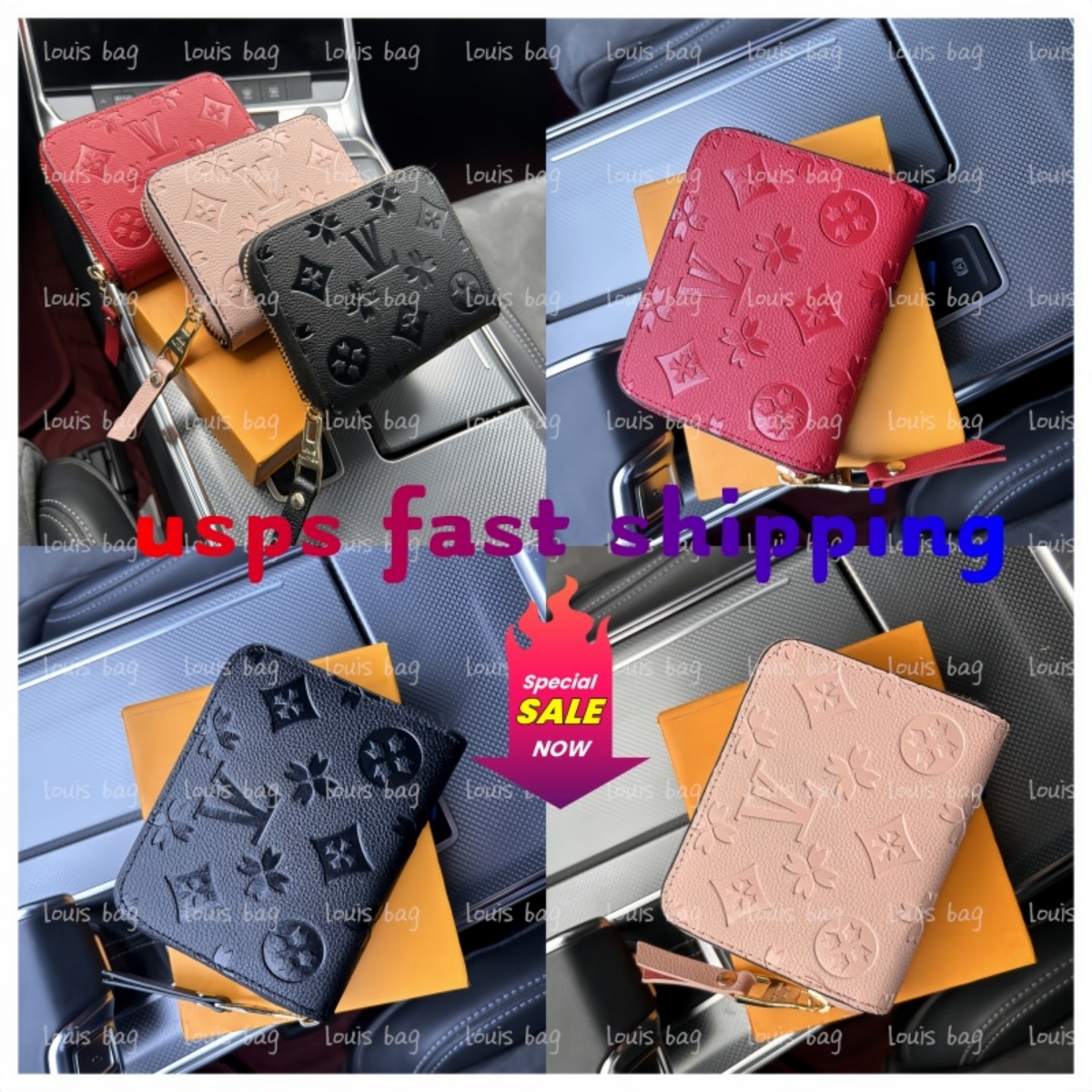 Womens designer wallets luxurys Zippy coin purse woman flowers letter empreinte short card holders high-quality By The Pool fashion small clutch bags with box