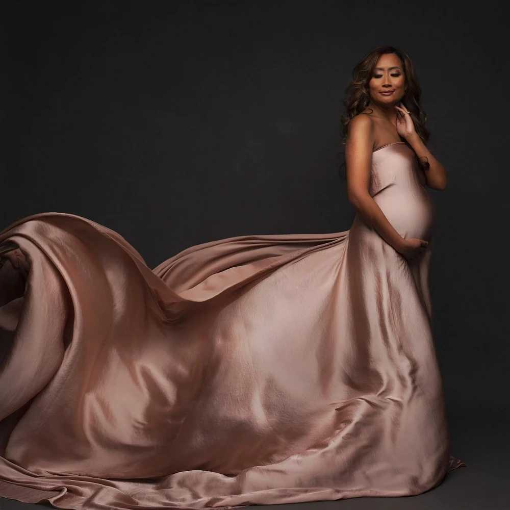 Pregnancy Silk Fabric Gown Maternity Photography Props Satin Cloth Solid Color Tossing Flowing DIY Woman Photo Shoot Accessories X250224